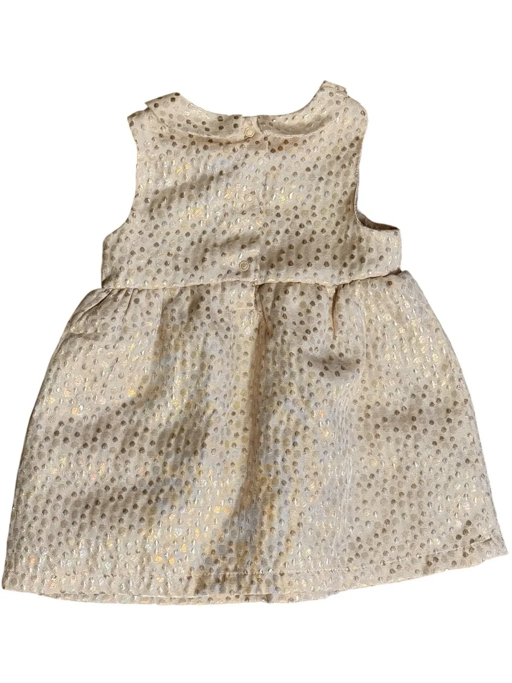 CAT & JACK Metallic Polka Dot Party Dress 18M Champagne/Gold EUC